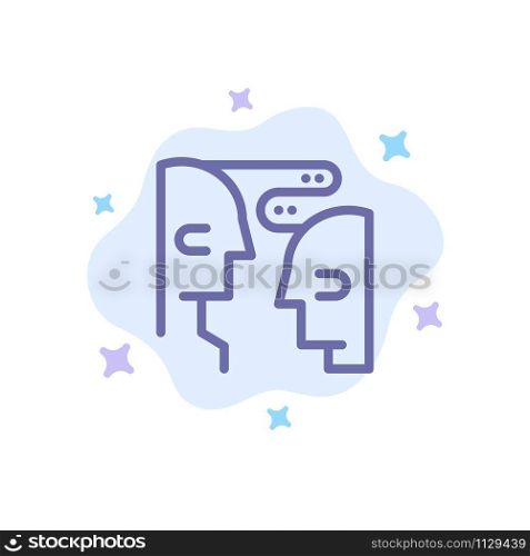 Brain, Communication, Human, Interaction Blue Icon on Abstract Cloud Background