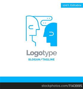 Brain, Communication, Human, Interaction Blue Solid Logo Template. Place for Tagline