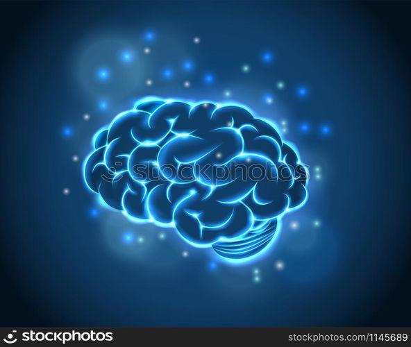 Brain Concept of blue background. vector