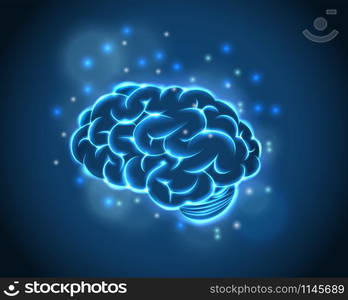 Brain Concept of blue background. vector