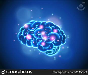 Brain Concept of blue background. vector