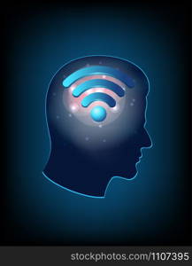 brain concept with wifi sign