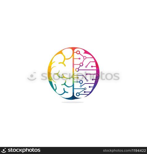Brain connection logo design. digital brain logo template. Brainstorm icon.Logo ideas. Think idea concept.