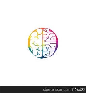 Brain connection logo design. digital brain logo template. Brainstorm icon.Logo ideas. Think idea concept.