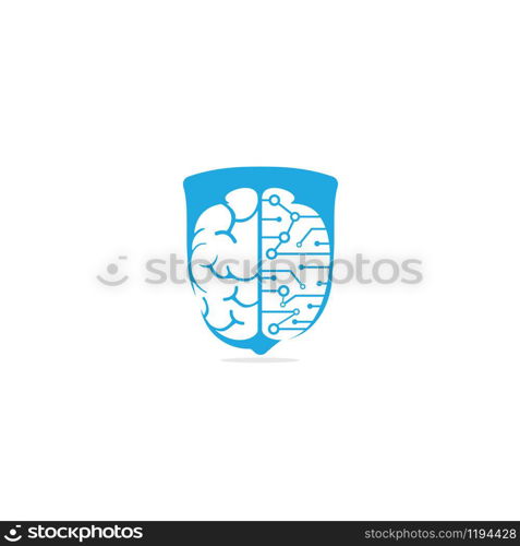 Brain connection logo design. digital brain logo template. Brainstorm icon.Logo ideas. Think idea concept.