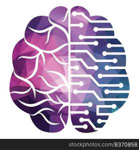Brain connection logo design. digital brain logo template. Brainstorm icon. think idea concept. 