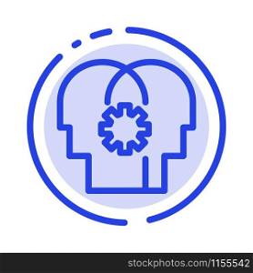 Brain, Control, Mind, Setting Blue Dotted Line Line Icon