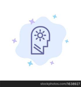Brain, Control, Mind, Setting Blue Icon on Abstract Cloud Background