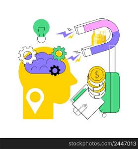 Brain drain abstract concept vector illustration. Emigration of qualified people, trained workers, human capital flight, buisness start up, man with suitcase, leave country abstract metaphor.. Brain drain abstract concept vector illustration.
