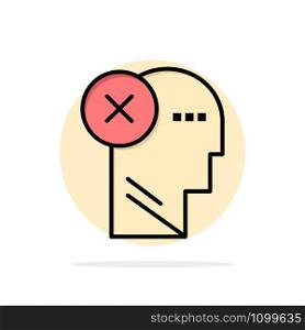 Brain, Failure, Head, Human, Mark, Mind, Thinking Abstract Circle Background Flat color Icon