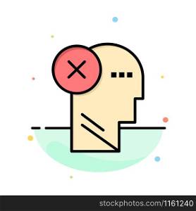 Brain, Failure, Head, Human, Mark, Mind, Thinking Abstract Flat Color Icon Template