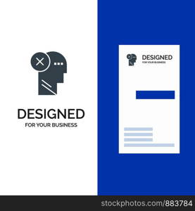 Brain, Failure, Head, Human, Mark, Mind, Thinking Grey Logo Design and Business Card Template