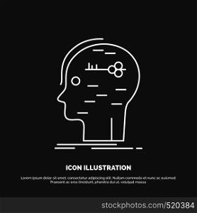 brain, hack, hacking, key, mind Icon. Line vector symbol for UI and UX, website or mobile application. Vector EPS10 Abstract Template background