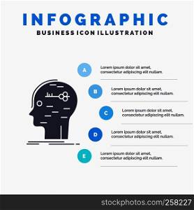 brain, hack, hacking, key, mind Infographics Template for Website and Presentation. GLyph Gray icon with Blue infographic style vector illustration.