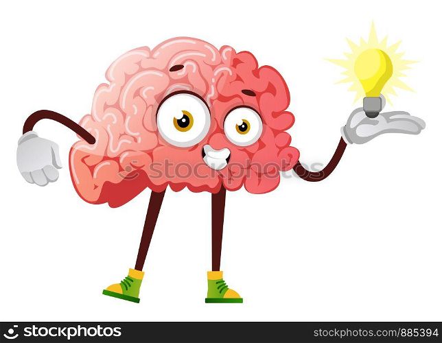 Brain has a great idea, illustration, vector on white background.