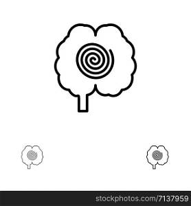 Brain, Head, Hypnosis, Psychology Bold and thin black line icon set