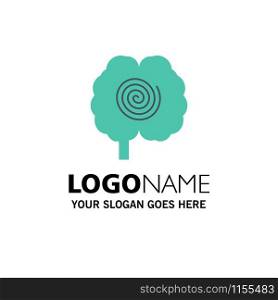 Brain, Head, Hypnosis, Psychology Business Logo Template. Flat Color