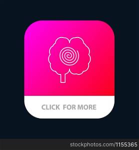 Brain, Head, Hypnosis, Psychology Mobile App Button. Android and IOS Line Version