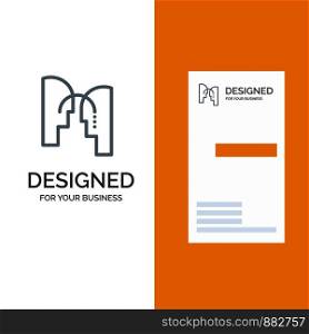 Brain, Head, Mind, Transfer Grey Logo Design and Business Card Template