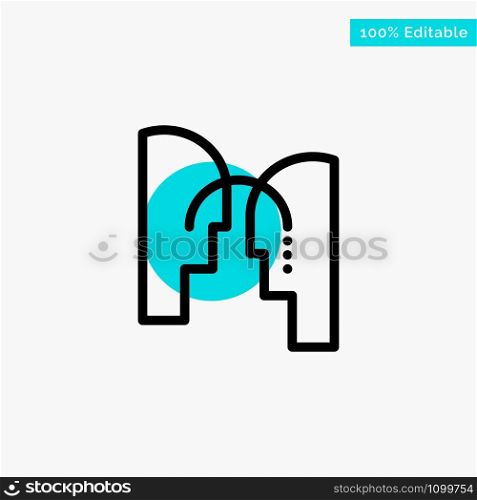 Brain, Head, Mind, Transfer turquoise highlight circle point Vector icon