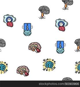 brain human mind head idea vector seamless pattern thin line illustration. brain human mind head idea vector seamless pattern