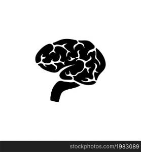 Brain, Human Mind Organ, Anatomy, Intellect. Flat Vector Icon illustration. Simple black symbol on white background. Brain, Human Mind Organ, Anatomy sign design template for web and mobile UI element
