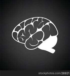 Brain icon. Black background with white. Vector illustration.