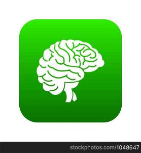 Brain icon digital green for any design isolated on white vector illustration. Brain icon digital green
