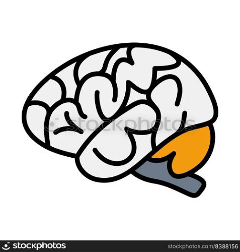 Brain Icon. Editab≤Bold Outli≠With Color Fill Design. Vector Illustration.
