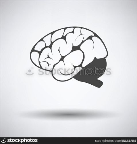 Brain icon on gray background, round shadow. Vector illustration.