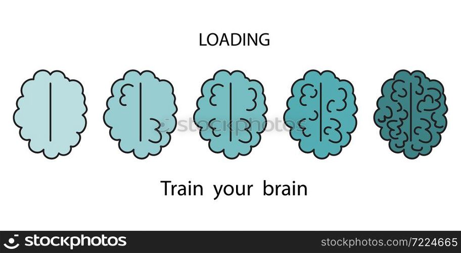 Brain icon. Progress logo. Knowledge sign. Train your mind. Creative cartoon art. Vector illustration. Stock image. EPS 10.. Brain icon. Progress logo. Knowledge sign. Train your mind. Creative cartoon art. Vector illustration. Stock image.