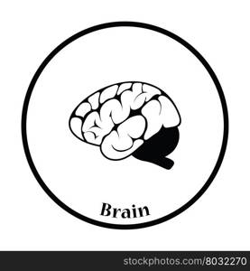 Brain icon. Thin circle design. Vector illustration.