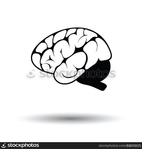 Brain icon. White background with shadow design. Vector illustration.