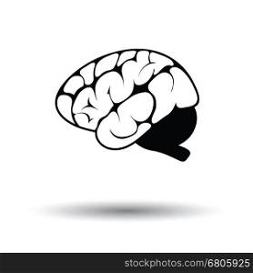 Brain icon. White background with shadow design. Vector illustration.