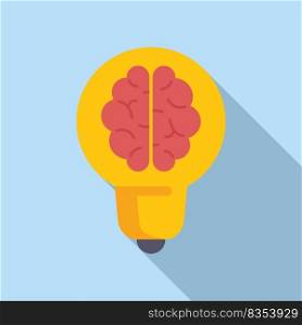Brain idea icon flat vector. Mind goal. Business solution. Brain idea icon flat vector. Mind goal