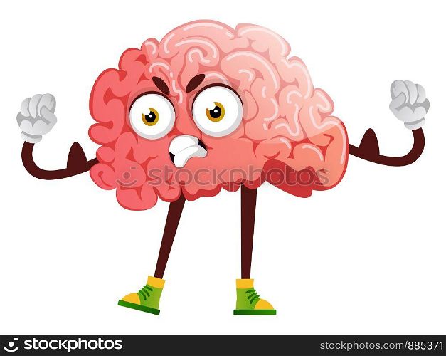 Brain is angry, illustration, vector on white background.