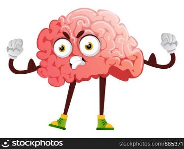 Brain is angry, illustration, vector on white background.
