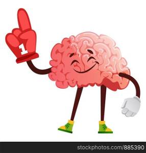 Brain is cheering, illustration, vector on white background.