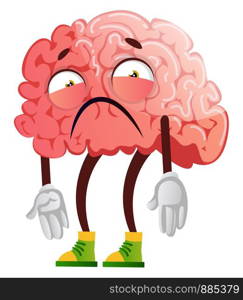 Brain is disappointed, illustration, vector on white background.