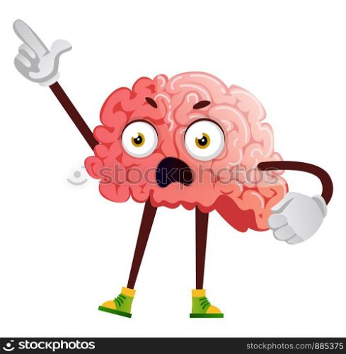 Brain is giving orders, illustration, vector on white background.