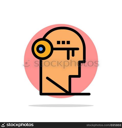 Brain, Key, Lock, Mind, Unlock Abstract Circle Background Flat color Icon