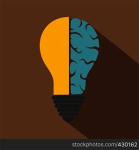 Brain lamp icon. Flat illustration of brain lamp vector icon for web vector icon for web. Brain lamp icon, flat style