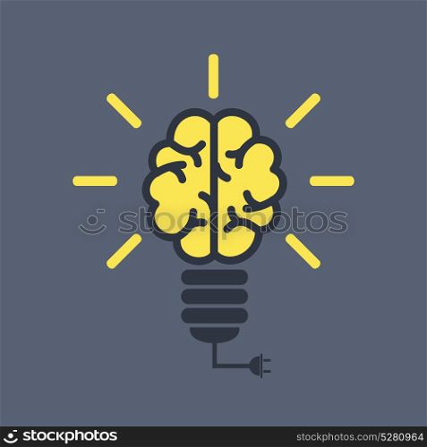 Brain light bulb. The brain inside the bulb. Vector illustration