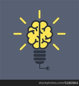 Brain light bulb. The brain inside the bulb. Vector illustration