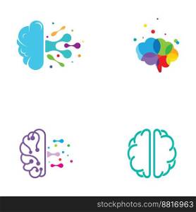 Brain logo. Brain logo with combination of technology and brain part nerve cells, with vector design concept.