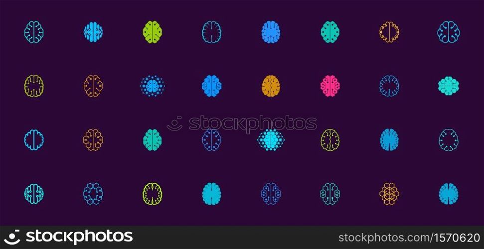 Brain Logo Design, a collection of abstract logo templates for business and tech company identities