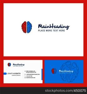 Brain Logo design with Tagline & Front and Back Busienss Card Template. Vector Creative Design