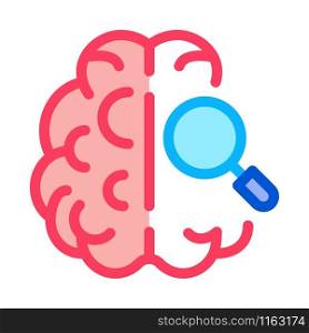 Brain Magnifier Icon Vector. Outline Brain Magnifier Sign. Isolated Contour Symbol Illustration. Brain Magnifier Icon Vector Outline Illustration