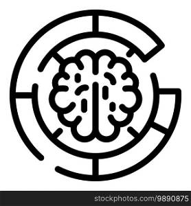Brain maze icon. Outline brain maze vector icon for web design isolated on white background. Brain maze icon, outline style