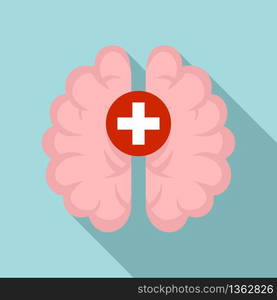 Brain medical care icon. Flat illustration of brain medical care vector icon for web design. Brain medical care icon, flat style